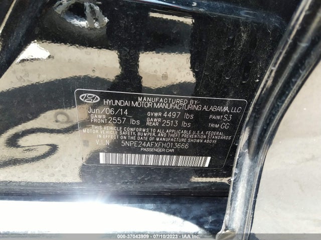 Hyundai Sonata 2.4l Se 2015 5NPE24AFXFH013666 Image 11