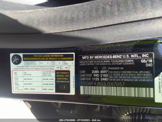 55SWF4JB0JU267057 Mercedes-Benz C-class C 300