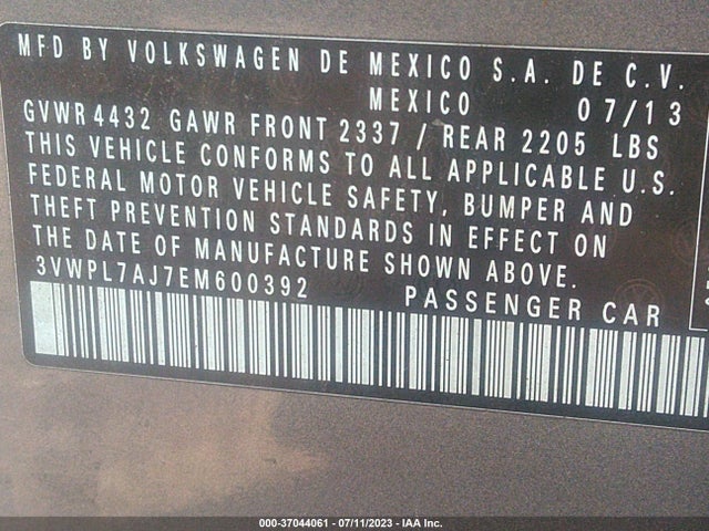 3VWPL7AJ7EM600392 Volkswagen Jetta Sportwagen Tdi