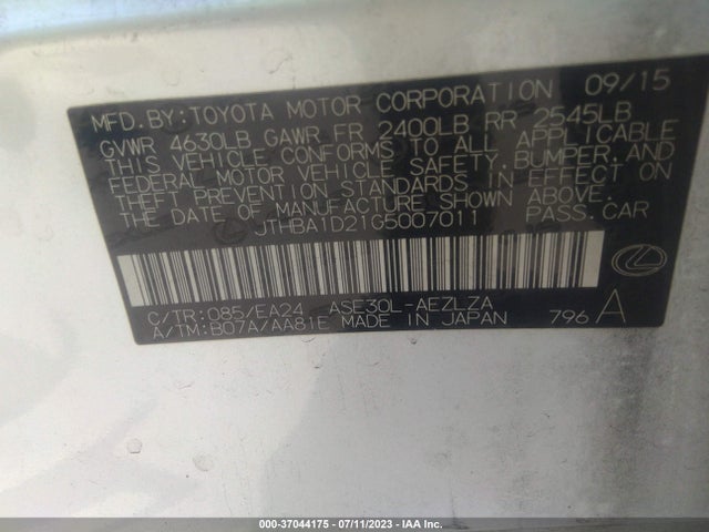 JTHBA1D21G5007011 Lexus IS 200T