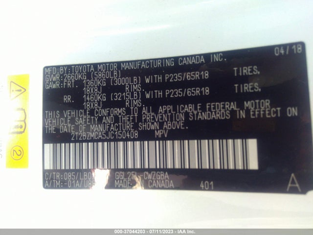 2T2BZMCA5JC150408 Lexus Rx Rx 350