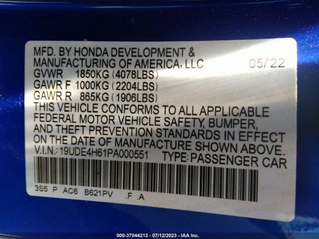 19UDE4H61PA000551 Acura Integra W/a-spec Tech Package