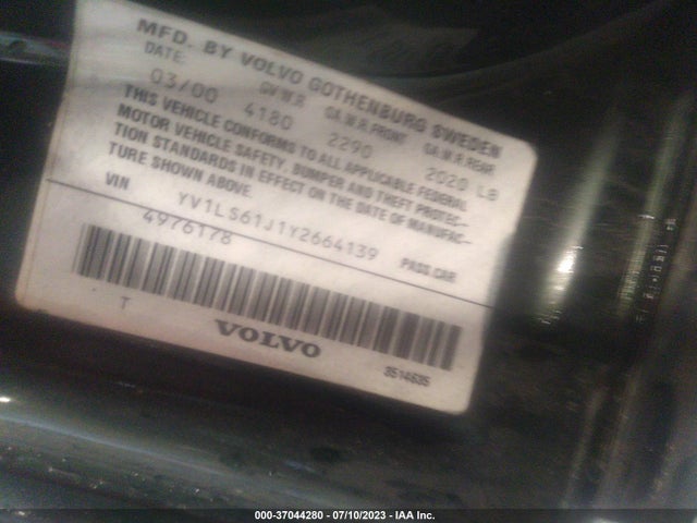 2000 VOLVO S70 VIN: YV1LS61J1Y2664139
