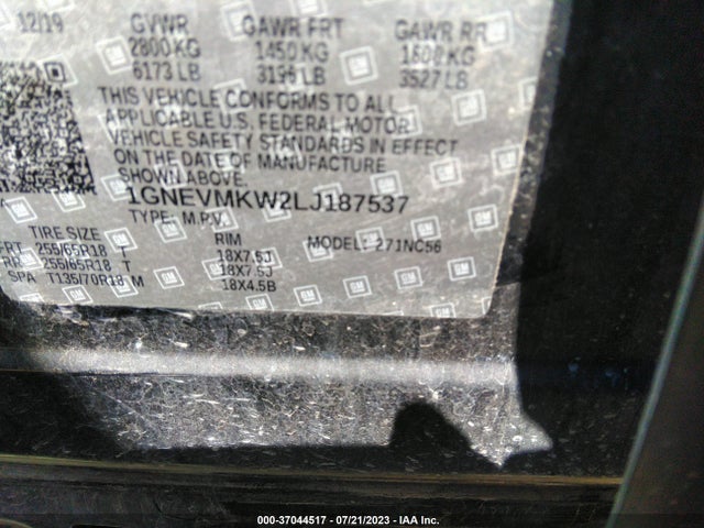 Chevrolet Traverse Lt Cloth 2020 1GNEVMKW2LJ187537 Image 16