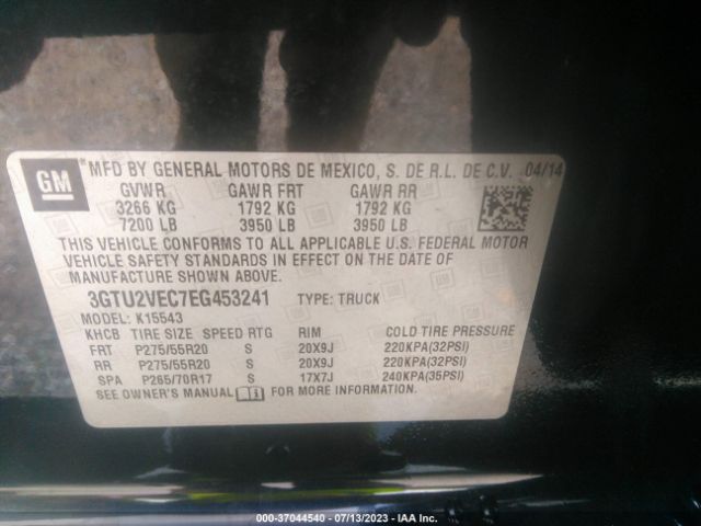 3GTU2VEC7EG453241 GMC Sierra 1500 Slt