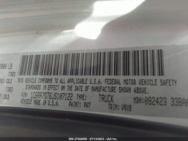 1C6RR7GT6JS107122 RAM 1500 Slt