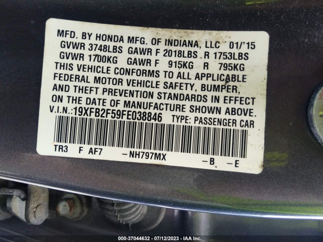 Honda Civic Sedan Lx 2015 19XFB2F59FE038846 Image 9