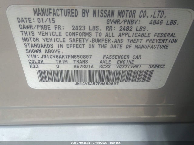2015 INFINITI Q40 VIN: JN1CV6AR7FM650897