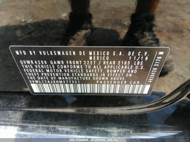 3VWL17AJXHM277321 Volkswagen Jetta 1.8t Sel
