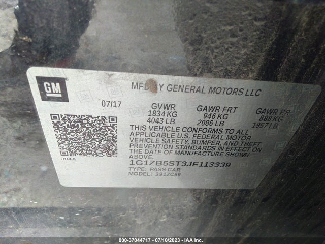 2018 CHEVROLET MALIBU LS VIN: 1G1ZB5ST3JF113339