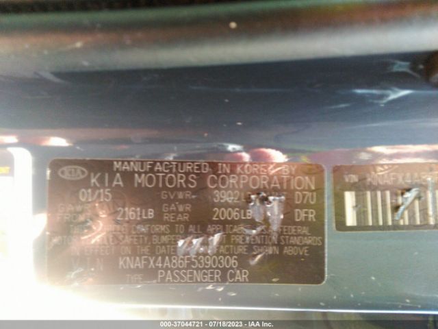 KNAFX4A86F5390306 KIA FORTE EX