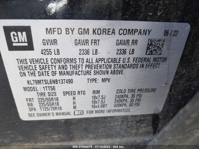 Chevrolet Trailblazer Rs 2022 KL79MTSL6NB137490 Image 9