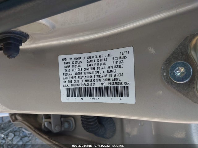Honda Accord Sedan Lx 2015 1HGCR2F39FA081021 Image 9