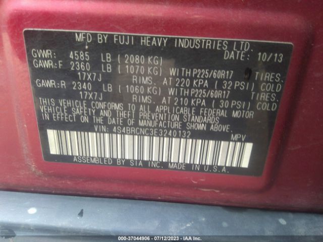 4S4BRCNC3E3240132 Subaru Outback 2.5i Limited