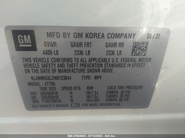 2022 BUICK ENCORE GX ESSENCE VIN: KL4MMGSL2NB123844