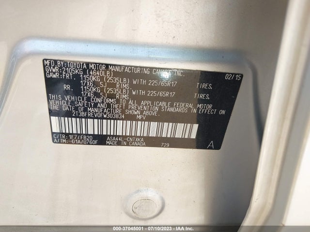 Toyota RAV4 LE 2015 2T3BFREV0FW303834 Image 15