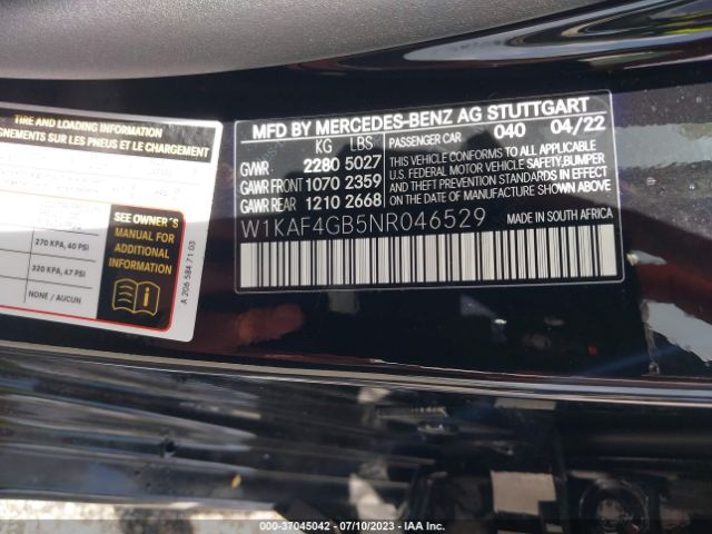 W1KAF4GB5NR046529 Mercedes-Benz C-class C 300