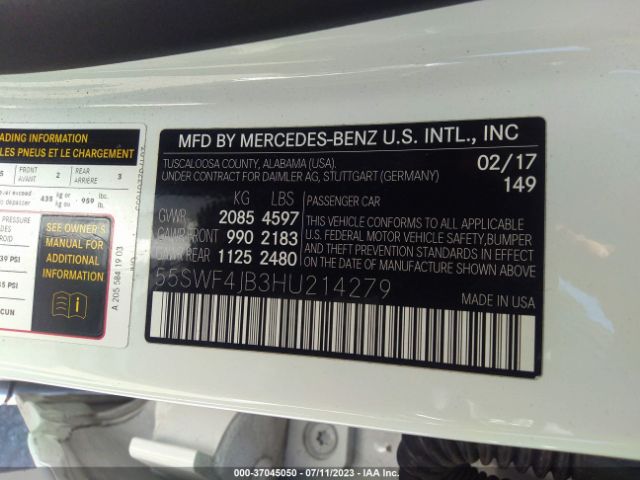 55SWF4JB3HU214279 Mercedes-Benz C-class C 300