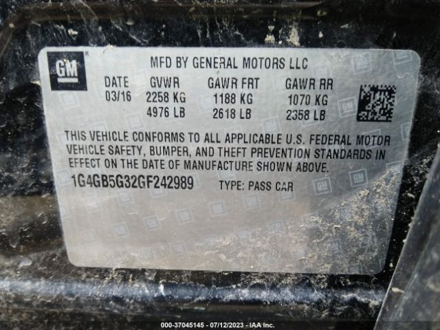 1G4GB5G32GF242989 Buick Lacrosse Leather