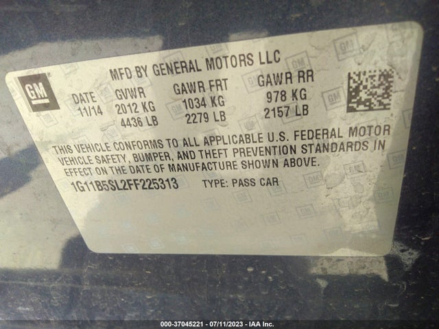 Chevrolet MALIBU LS 2015 1G11B5SL2FF225313 Image 10