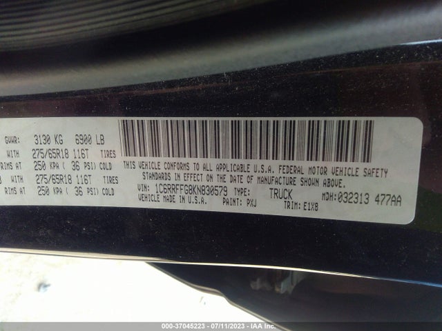 1C6RRFFG8KN830579 RAM 1500 Big Horn/lone Star
