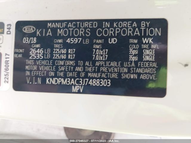 KNDPM3AC3J7488303 KIA Sportage Lx