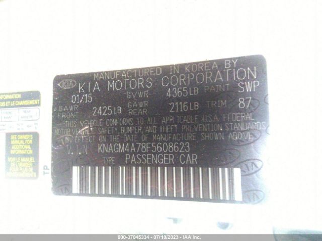 KNAGM4A78F5608623 KIA Optima Lx
