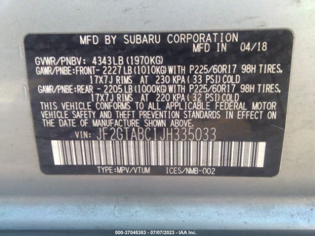JF2GTABC1JH335033 Subaru Crosstrek Premium
