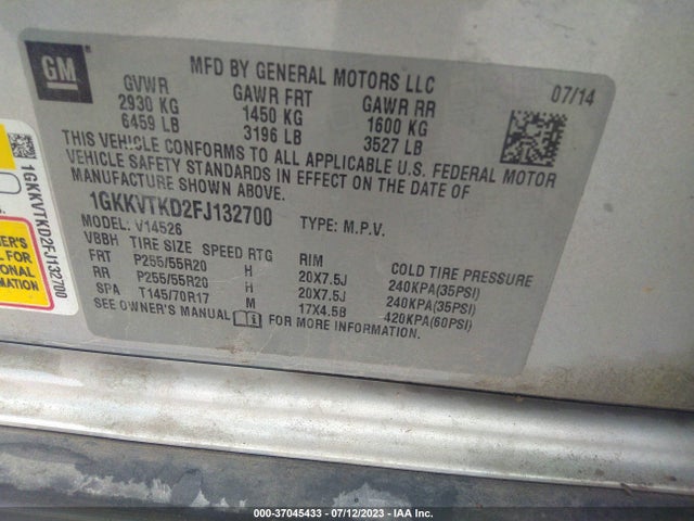 GMC Acadia Denali 2015 1GKKVTKD2FJ132700 Image 9