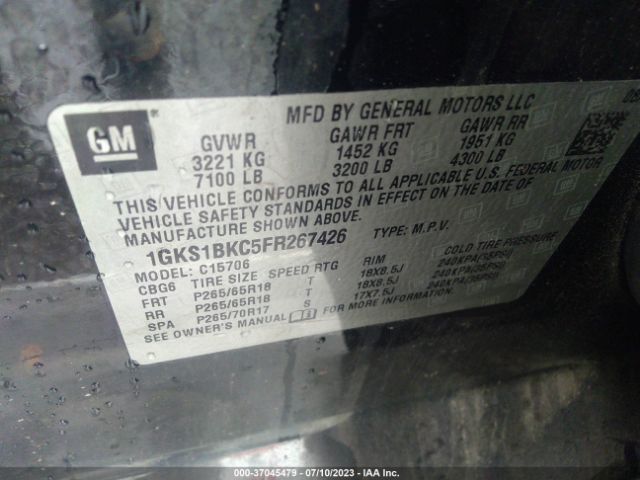 1GKS1BKC5FR267426 GMC YUKON SLT