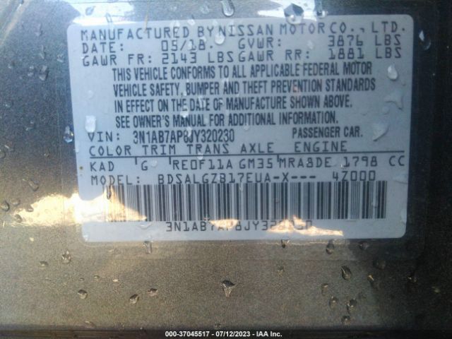 3N1AB7AP8JY320230 Nissan SENTRA SL