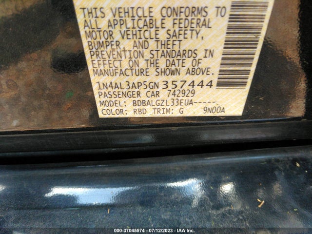 Nissan Altima 2.5 S 2016 1N4AL3AP5GN357444 Image 9