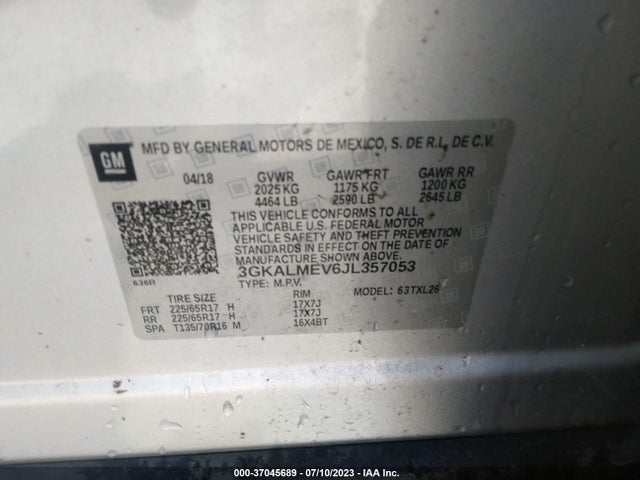 3GKALMEV6JL357053 GMC Terrain Sle