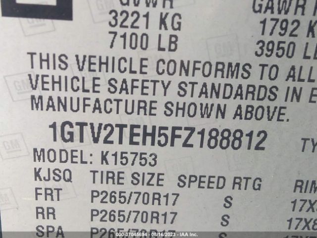 1GTV2TEH5FZ188812 GMC SIERRA 1500