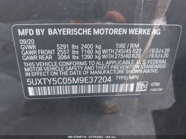 5UXTY5C05M9E37204 BMW X3 Xdrive30i