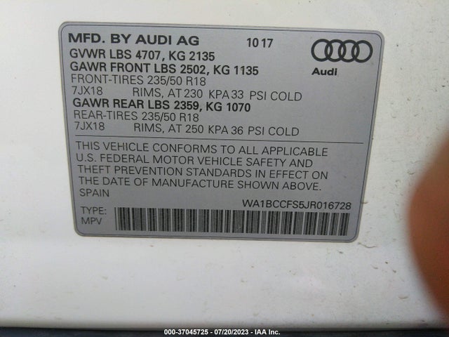WA1BCCFS5JR016728 Audi Q3 Premium/sport Premium