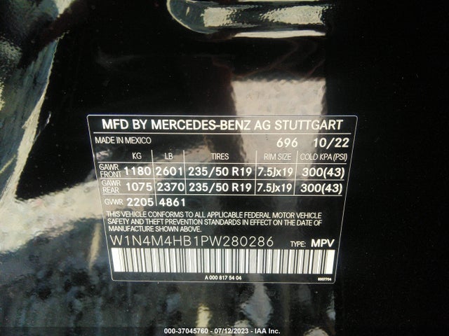 2023 Mercedes-Benz GLB-Class, VIN: W1N4M4HB1PW280286
