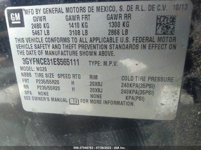 3GYFNCE31ES565111 Cadillac Srx Performance Collection