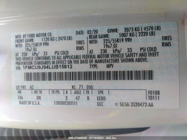 1FMCU9J94LUB15812 Ford Escape Titanium