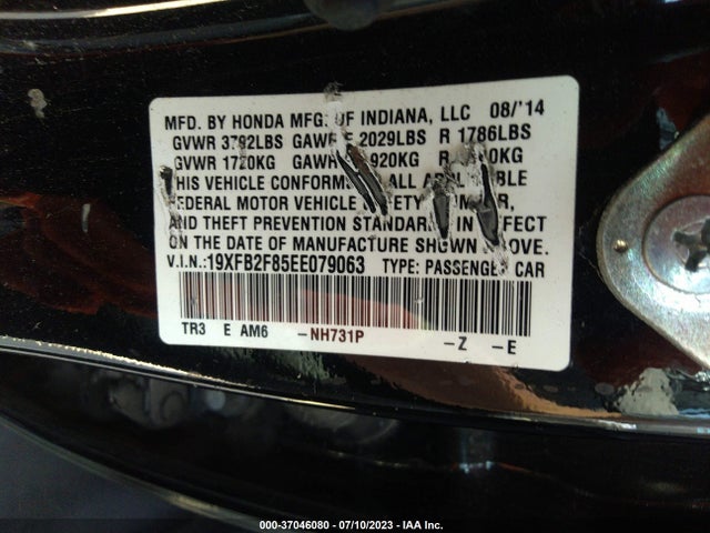 Honda Civic Sedan Ex 2014 19XFB2F85EE079063 Image 9