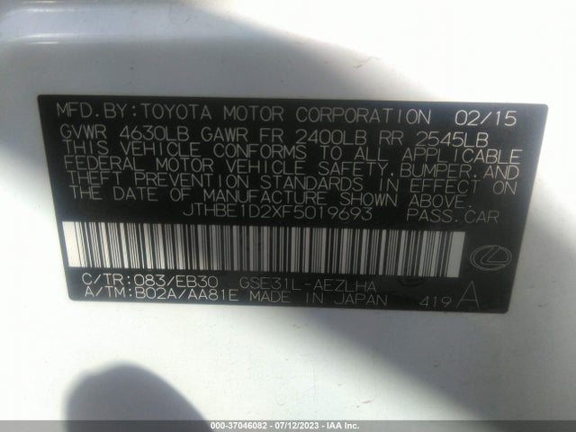Lexus IS 350 2015 JTHBE1D2XF5019693 Image 9