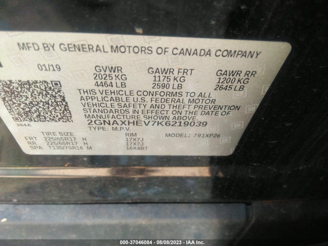 Chevrolet EQUINOX LS 2019 2GNAXHEV7K6219039 Image 9