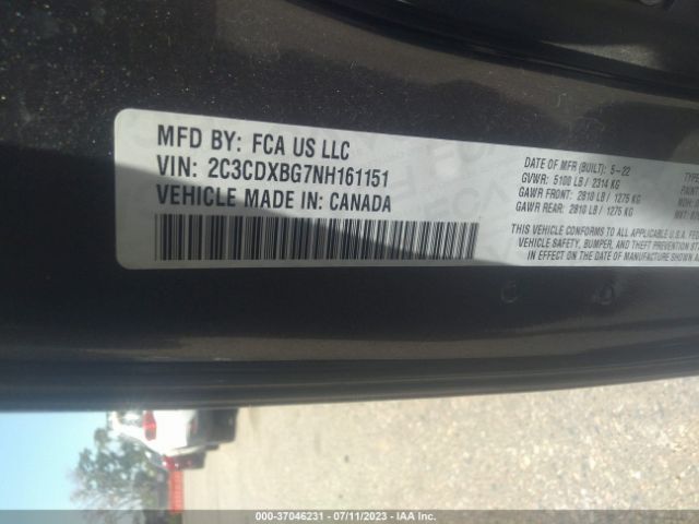 2C3CDXBG7NH161151 Dodge Charger Sxt