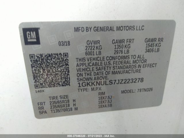 1GKKNULS7JZ223278 GMC ACADIA SLT
