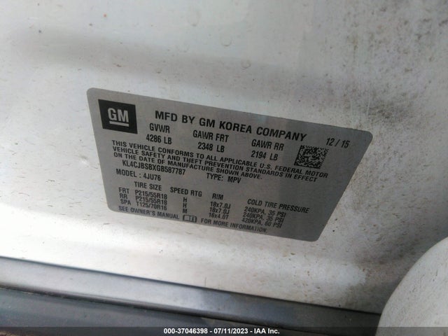 KL4CJBSBXGB587787 Buick Encore Convenience