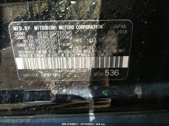 JA4AT5AA8KZ001177 Mitsubishi Eclipse Cross Se/sel