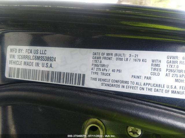 RAM 1500 Classic Slt 2021 1C6RR6LG6MS538924 Image 16