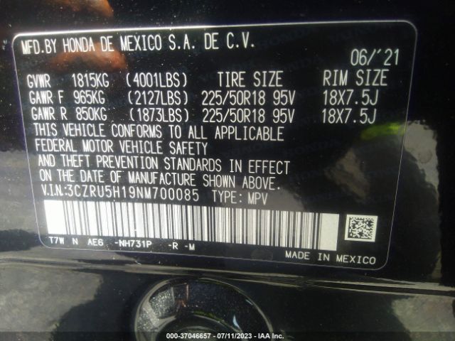 3CZRU5H19NM700085 Honda HR-V SPORT