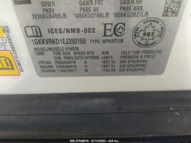 1GKKVRKD1EJ280158 GMC ACADIA SLT