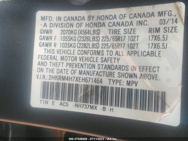 Honda Cr-v Ex-l 2014 2HKRM4H7XEH671464 Image 9